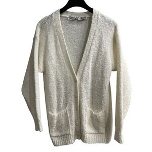 Vintage Western Connection‎ Cardigan Sweater Womens M White Textured Grandma